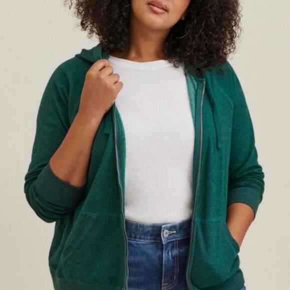Torrid Super Soft fleece hoodie full zip green with pockets plus 3x torrid 3 - Picture 1 of 13